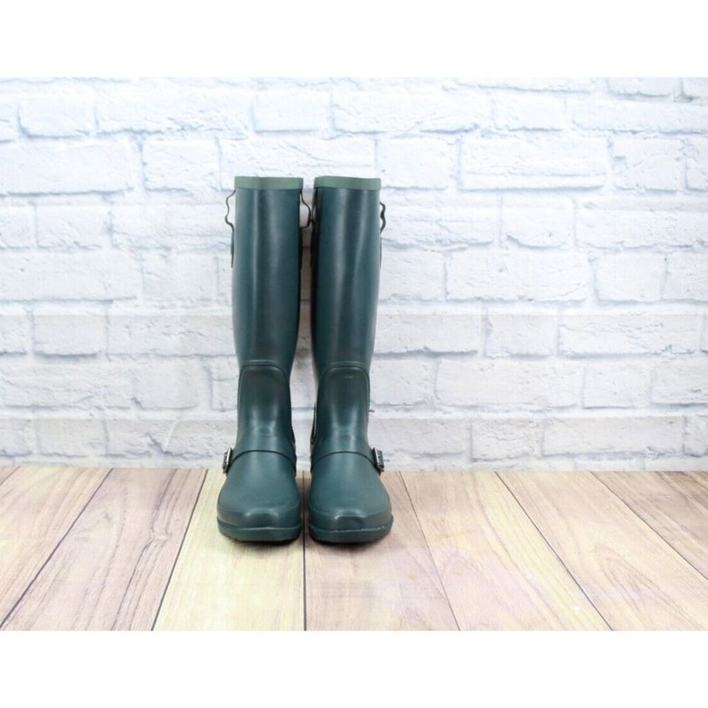 LL Bean Upland Wellies Dark Green Rubber Camo Tall Rain Boots Size 7 M - Picture 4 of 12